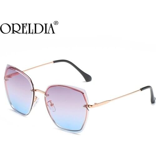 Vintage Rimless Pilot Sunglasses Women Female Retro Colorful Gradient Sun Glasses Lady Luxury Brand Design Metal Glasses UV400