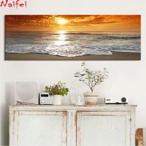 Modern Landscape DIamond painting Canvas Painting Full Square Round Diamond Embroidery Sunrise Landscape At Sea