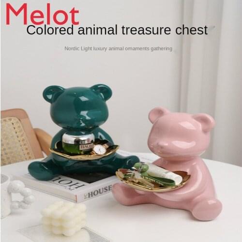 Light Luxury Bear Ornaments Gathering Creative Hallway Key Living Room Home Decoration Gift