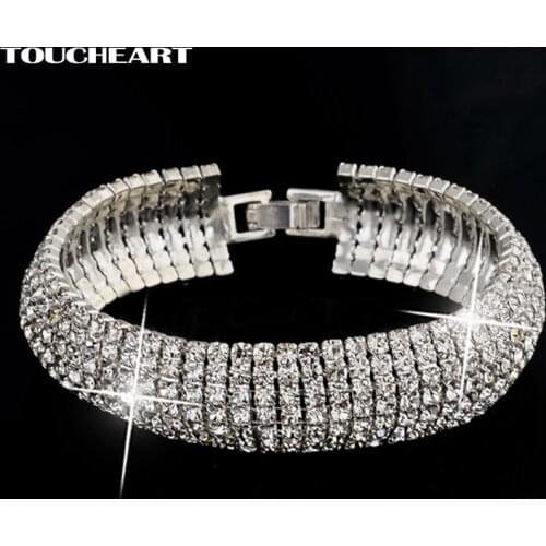 TOUCHEART Fashion Wedding Charm Bracelets&Bangles For Women Vintage Crystal Silver color beads Chain Bracelet Femme SBR140158
