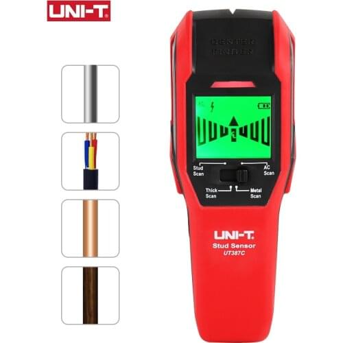 UNI-T UT387C Wall Scanner Metal Detector 4 in 1 AC Voltage Live Wire Wood Stud Finder Copper LCD HD Display Buzzer Calibration
