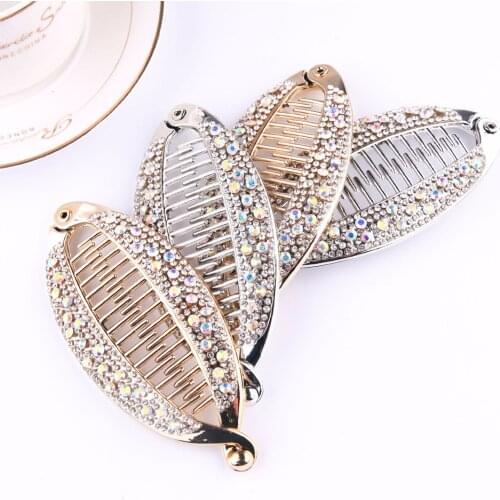 Rhinestone Fish Shape Banana Hair Clips Ponytail Holder for Women Girls Banana Clips Crabs Claws Hair Styling Accessories