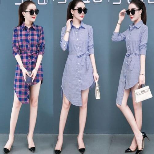 Sexy Striped Woman Dress Shirt Dress Casual Plus Size Long Sleeve Dress Women Mini Dress Elegant Korean Style Female Clothing