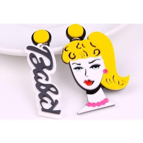 ZiccoWong New Acrylic Fashion Cute Girl Eardrop Hip Hop Night Club Bar Funny Irregular Dangle Earrings Cartoon Ear Stud Jewelry