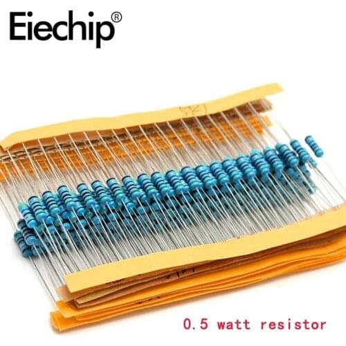 0.5 watt resistor Metal film resistance kit,1/2W 1% DIY electronic set of resistors Assorted package 56 ohm 390 ohm 3.3K 4.7K