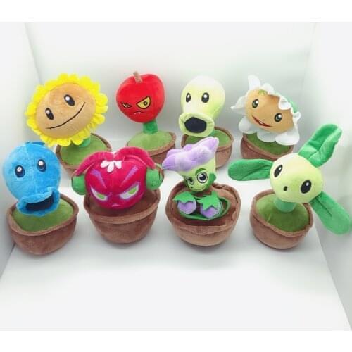 1pcs Plants vs Zombies Plants Plush Stuffed Toys 20cm PVZ Flower Pot Sunflower Plants Plush Toy Doll Gifts for Kids Children
