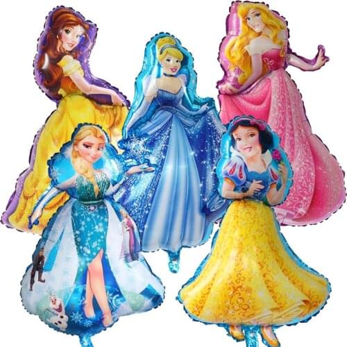 10/20/50pcs Large Elsa Anna Belle Snow White Five Princess Foil Balloons Birthday Theme Party Decoration Kids Toys Air Globos