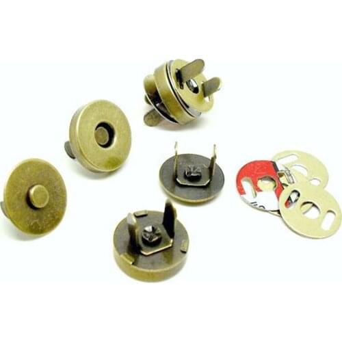 10Set Bronze Tone Magnetic Snap Fasteners Clasps Buttons Handbag Purse Wallet Craft Bags Parts Accessories 14mm