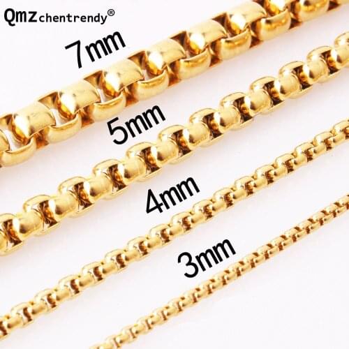 10pcs/lot High Quality Hip Hop Men 316L Stainless Steel Gold Box Chain Necklace Rapper boxing Chain Boys Wholesale Jewelry