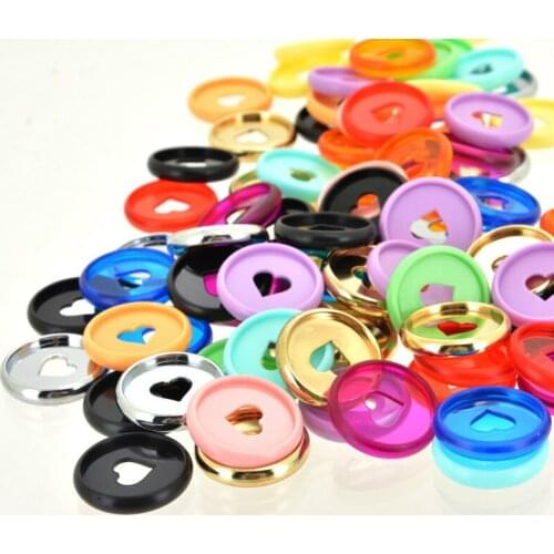 100PCS 28MM Mushroom Hole Loose-leaf Notebooks Binding Ring Plastic Heart-shaped Color Peach Heart Disc Planners Office Supplies