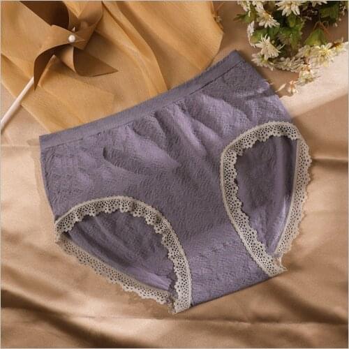 3/5PCS Female Super Elastic Cotton Crotch Panties Lace Side Underwear Underpants Seamless Breathable Briefs Lingerie Women