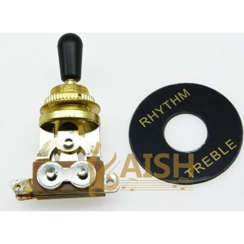 KAISH Guitar 3 Way Toggle Switch Gold with Black Tip and Plate for LP SG