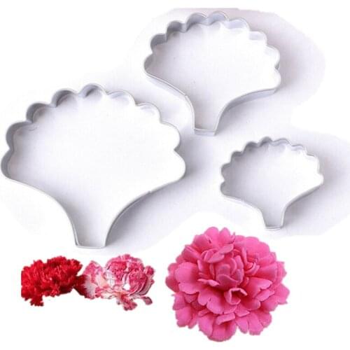 3PCS/Lot Newest Carnations Flower Cake Molds Stainless Steel Metal Sugarcraft Decorative Flower Petal Molds Kitchen Baking Tools