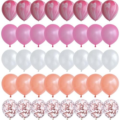40pcs rose gold latex Balloons pink Agate Marble Balloons Confetti globos Wedding Baby Shower Graduation Birthday Party Decor