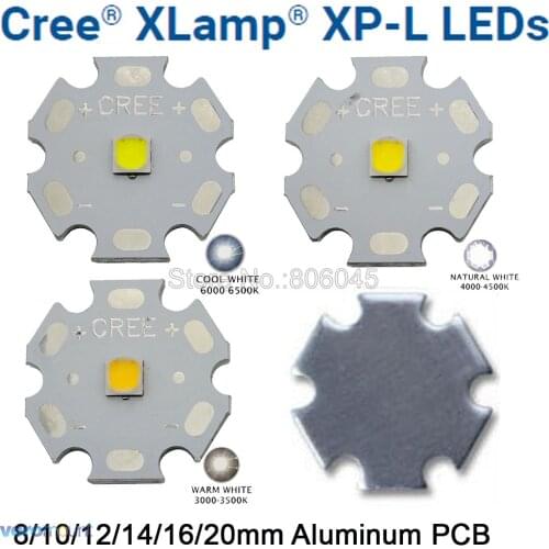 5pcs/lot 10W Cree XPL XP-L Cool White 6500K Neutral White 4500K Warm White 3000K High Power LED Emitter 12mm 14mm 16mm 20mm PCB