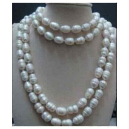 50 inch 9-10mm AAA South Sea white natural Baroque pearl necklace