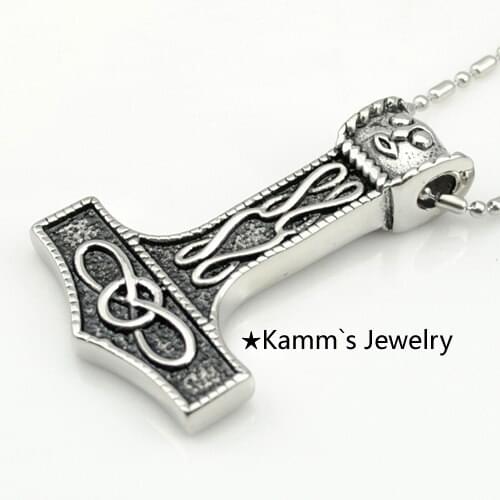 AMUMIU Men Women Myth THORS HAMMER Norse Magick Mjolnir Pewter Pendant Free 20" New Fashion Necklace man KP081