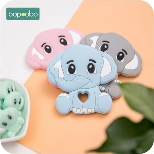 Bopoobo Silicone Elephants Necklaces 5pcs BPA Free Elephant Teething BPA Free Baby Teether Silicone Teether Toy For Kids