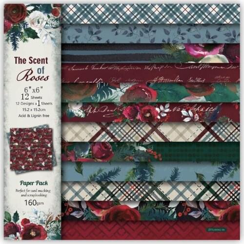 ZFPARTY 12 Sheets The Scent of Roses Scrapbooking Pads Paper Origami Art Background Paper Card Making DIY Scrapbook Paper Craft