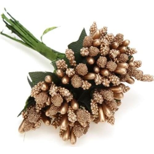12 Pcs Artificial Stamen Flowers Handmade Wedding Home Garden Decoration Diy Wreath Gift Sugar Box Scrapbooking Fake Flower