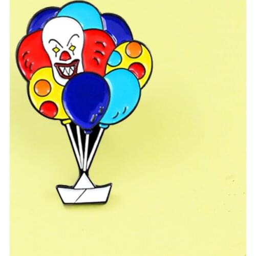 Clown Balloon Brooch Rainbow Color Hot Air Balloon Lucky ship Cartoon Enamel brooch Sweet cute badge Kids gift Backpack pin