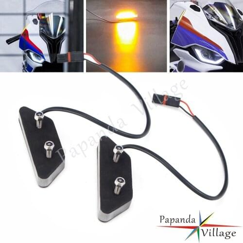 For BMW S1000RR 2020+ Motorcycle Mirror Block Off Plates Plug & Play Kit LED Sequential Flowing Turn Signal Lights Amber Lamp