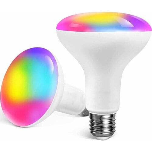 Smart WiFi Full Color Dimmable BR30 LED Light Bulb Compatible With Alexa Google Assistant No Hub Required 806 Lumen 9W 2 Pack