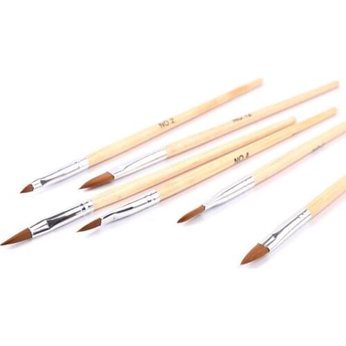 6 Pcs Nail Art Brushes with Wooden Handle Painting For Acrylic Drawing Carving Painting Flower Pen Makeup Nail Brushes
