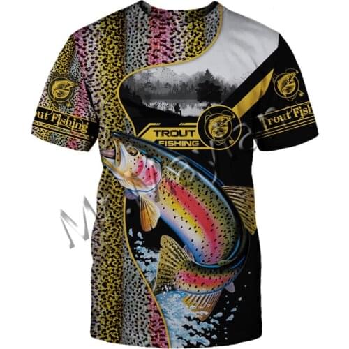 Summer Fashion Animal Trout Fishing Art Colorful Men/Women Leisure O-Neck T-shirt 3D Print Unisex Hipster Tee Tank Plus Size S29