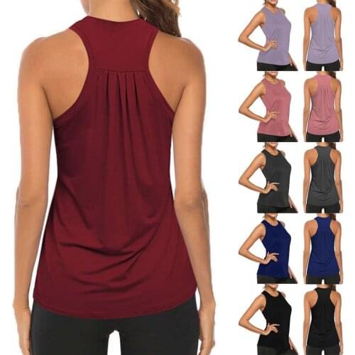 New Women Yoga Vest Sleeveless Racerback Sport Workout Running Singlet Athletic FitnessTank Tops Gym Training T-Shirt Sportswear
