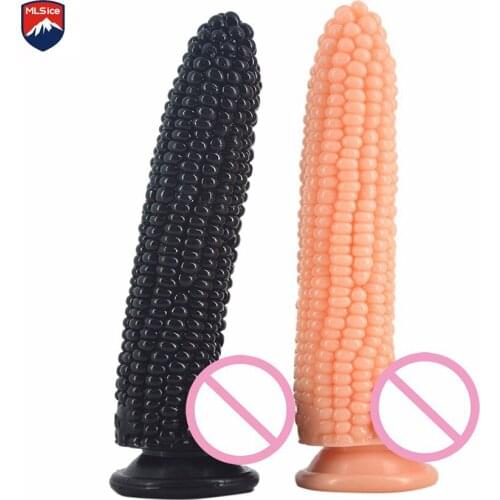 MLSice Corn Shape Particle Surface Soft Rubber Dildo Vagina Stimulate Beads Anal Dildos Real Big Vegetable Penis Women Cock Toys