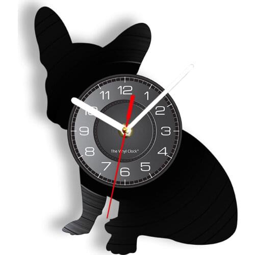 French Bulldog Wall Clock Franco the Dog Breed Frenchie Dog Vinyl Record Wall Clock Puppy Pet Home Decor Dog Silhouette Clock