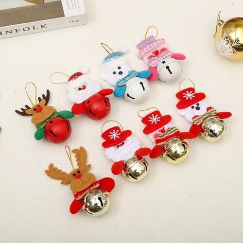 2022 New Christmas Tree Pendant Doll Bells Santa Claus Christmas Decoration Doll Holding Bells Childrens Gifts