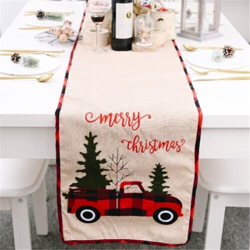 2022 New Year Home Christmas Table Decoration Cartoon Car Table Runner Placemat Navidad Merry Christmas Christmas Decoration