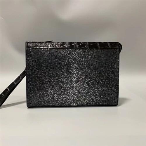 Authentic Exotic True Stingray Skin Businessmen Large Envelop Clutch Bag Genuine Real Alligator Leather Male Wristlets Purse