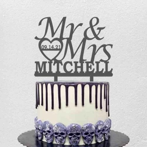 Personalized Wedding Cake Topper Custom Mr Mrs Name Wedding Date For Romatic Wedding Party Cake Decoration Toppers