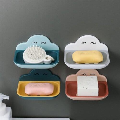 Portable Soap Dishes Shower Case Holder Wall Mounted Soap Holder Storage Box Stand With Drain Pan Bathroom Accessories Set