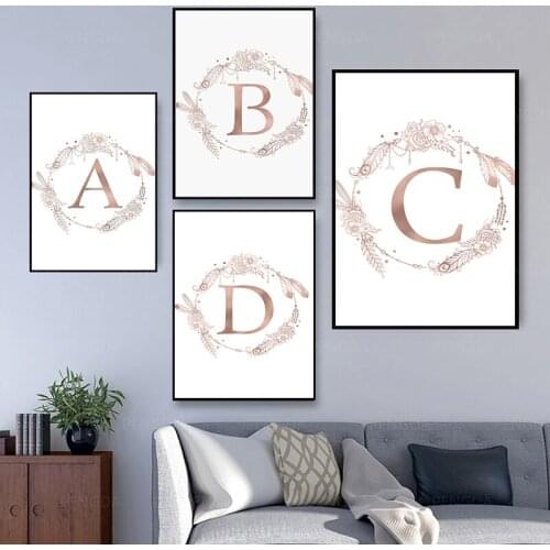 Nordic Letter Poster Graphic Letter Wall Art Canvas Painting Nordic Posters And Prints Wall Pictures For Living Room Decor