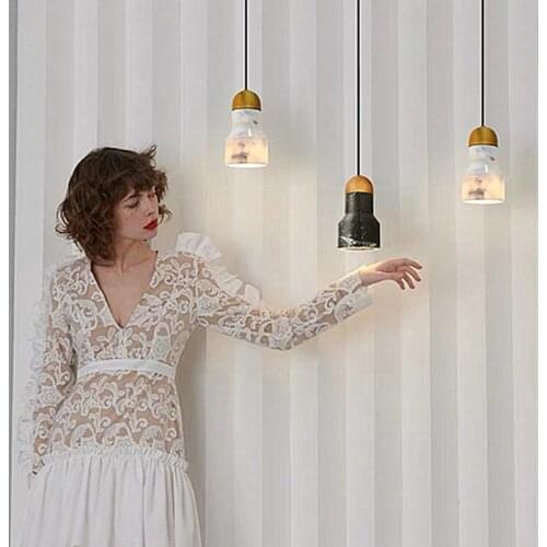 Industrial pendant light suspension luminaire design E27 marble lamp Hotel bar living room Dining table light fixtures