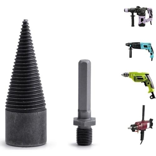 32/42MM Wood Splitter Drill High Speed Steel Log Wood Splitter Firewood Drill Bits Screw Cone Driver Hand Drill Woodworking Tool