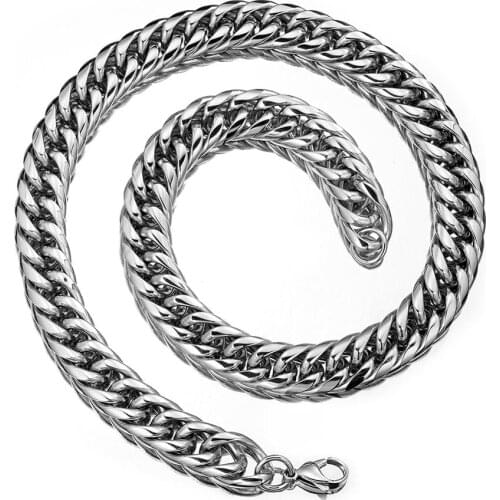 Christmas Gift 16mm Wide High Polished Silver Color Round Cuban Curb Chain Mens Womens Necklace/Bracelet 7-40inch Choose Hot