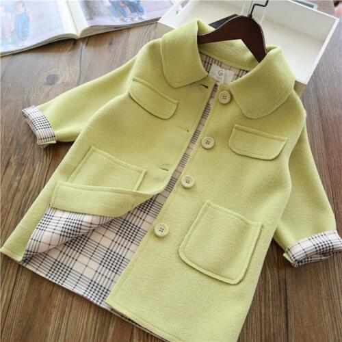 Girls woolen coat thick foreign style coat Korean children long woolen coat