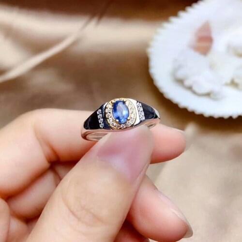 Shilovem 925 silver sterling real natural sapphire Rings fine Jewelry wedding bands new trendy gift plant 3*5mm mj0305888agl