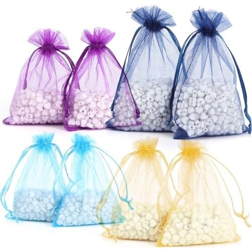 Drawstring Organza Bags 5x7 7x9 9x12 11x16CM 50 Pcs Jewelry Packaging Bag Wedding Party Gifts Bag Christmas Birthday Pouches