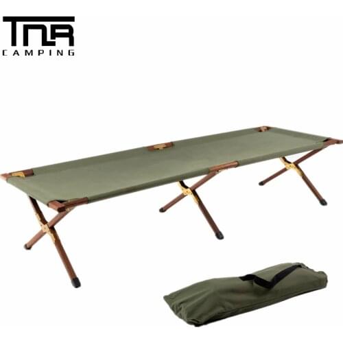 Folding Camping Bed Portable Ultralight Single Bed Tent Cot Portable Sleeping Bed Soild Wood Frame