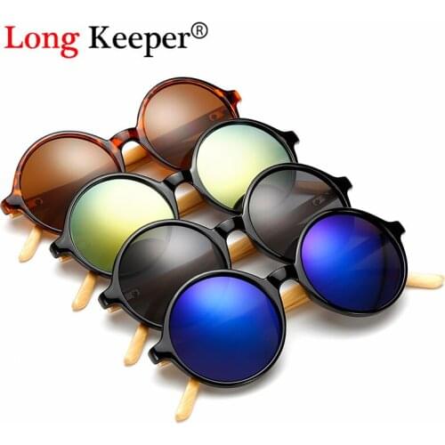2020 New Wood Men Women Sun Glasses Bamboo Sunglasses Retro Mirror Lens Wooden Frame Handmade Round "LongKeeper" Letter