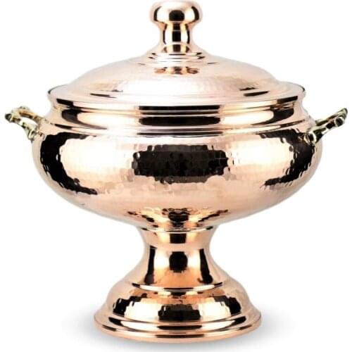 SONAYCOPPER Copper Soup Pot 4.5 Lt, Soup Service Bowl, Pure Copper Handmade Forged Soup