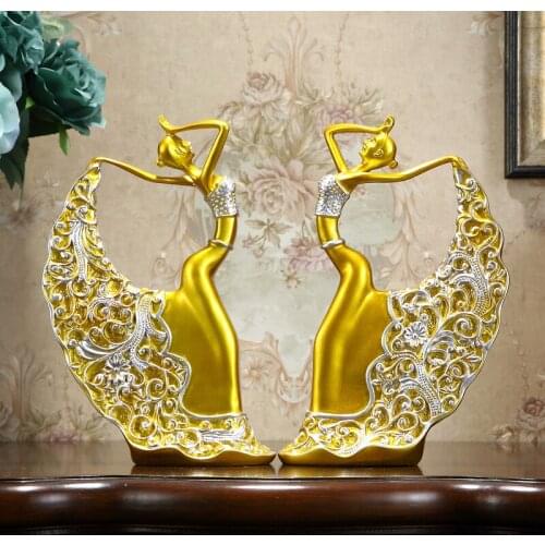 EUROPEAN LUXURY RESIN DANCERS GIRLS ORNAMENTS HOME LIVINGROOM DESK FIGURINES DECORATIONS CAFE TABLE STATUES CRAFTS WEDDING GIFTS