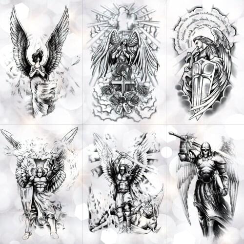 Wing Holy Angel Waterproof Temporary Tattoo Sticker Brave knight Warrior Flash Tattoos Body Art Arm Fake Tatoo