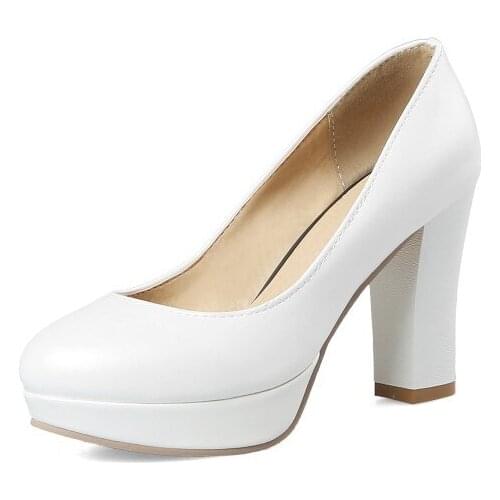 Big Size 11 12 13 14 15 platform heels women shoes woman pumps ladies Waterproof table round head high heel shallow thick heel